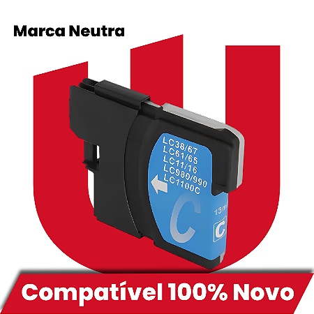 Cartucho de Tinta Compatível com Brother LC16 LC38 LC65 LC67 LC1100 LC980 LC990 LC39 LC975 LC985 Ciano 13ml