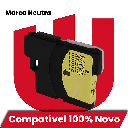 Cartucho de Tinta Compatível com Brother LC16 LC38 LC65 LC67 LC1100 LC980 LC990 LC39 LC975 LC985 Amarelo 13ml