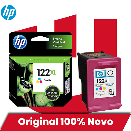 Cartucho de Tinta Original HP 122XL CH564HB Colorido 7,5ml