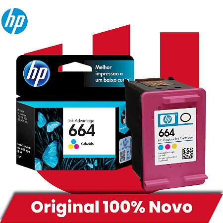 Cartucho de Tinta Original HP 664 F6V28AB Colorido 2ml