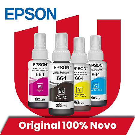 Kit 4 Tintas Originais Epson 664 Corante 70ml