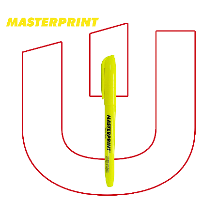 Caneta Marca Texto Chanfrada Amarelo MP612 Masterprint com 12 Unidades