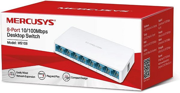 SWITCH 8 PORTAS 10/100Mbp's MERCUSYS MS108