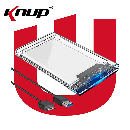 Case HD Transparente Externo 2,5 Sata USB 3.0 KP-HD012 Knup