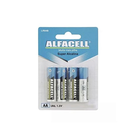 PILHA SUPER ALCALINA AA 1.5V ALFACELL LR6/AB COM 4 UNIDADES