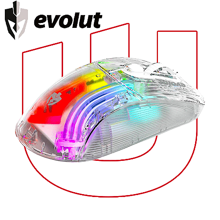 Mouse Gamer Lumini com Fio 7200DPI EG114 Evolut Transparente