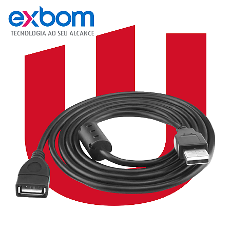 CABO EXTENSOR USB 2.0 AM/AF 1.5M 2955 PRETO EXBOM