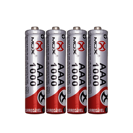 PILHA RECARREGÁVEL AAA 1,2V MO AAA100B4 MOX COM 4 UNIDADES