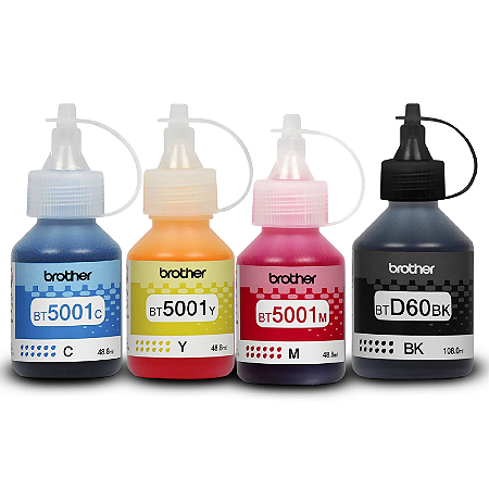 KIT 4 TINTAS BROTHER ORIGINAL BT5001 BT D60 C/Y/M/K + PAPEL FOTOGRÁFICO