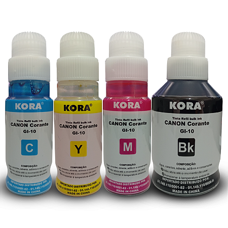 KIT 4 TINTAS CANON GL10 CYMK KORA + PAPEL FOTOGRÁFICO