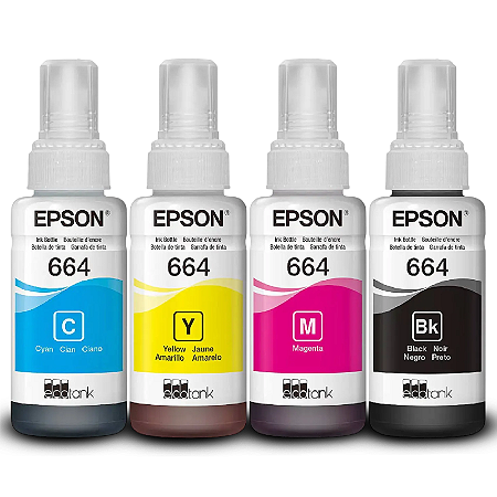KIT 4 TINTAS EPSON ORIGINAL T664 CYMK + PAPEL FOTOGRÁFICO