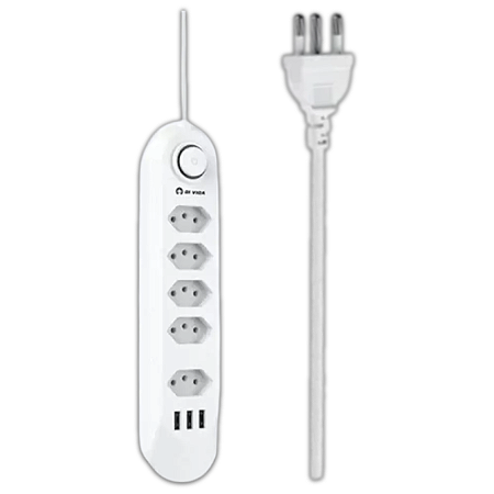 FILTRO DE LINHA 5 TOMADAS 3 PORTAS USB OI-T0119 OI VIDA