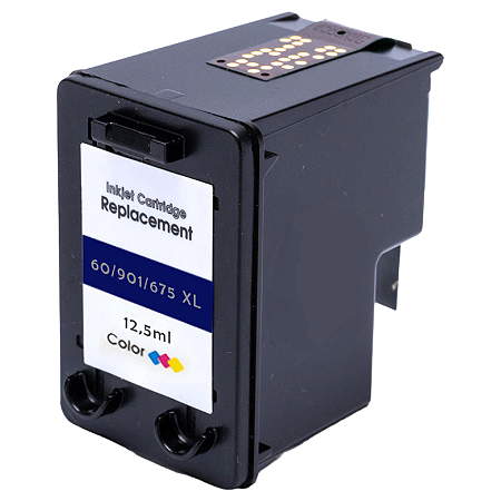 CARTUCHO DE TINTA COMPATÍVEL COM HP 60XL 901XL 675XL COLORIDO MICROJET 12,5ML
