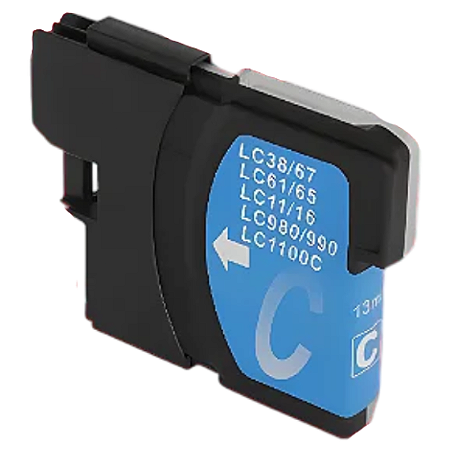 CARTUCHO DE TINTA COMPATÍVEL COM BROTHER LC16 LC38 LC65 LC67 LC1100 LC980 LC990 LC39 LC975 LC985 CIANO 13ML