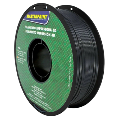 FILAMENTO 3D PLA 1.75MM MASTERPRINT PRETO 1KG