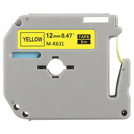 FITA ROTULADORA COMPATÍVEL COM BROTHER MK631 PRETO/AMARELO 12MMx8M