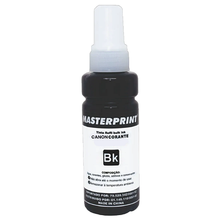 TINTA COMPATÍVEL CANON UNIVERSAL BULK INK CORANTE PRETO MASTERPRINT 100ML