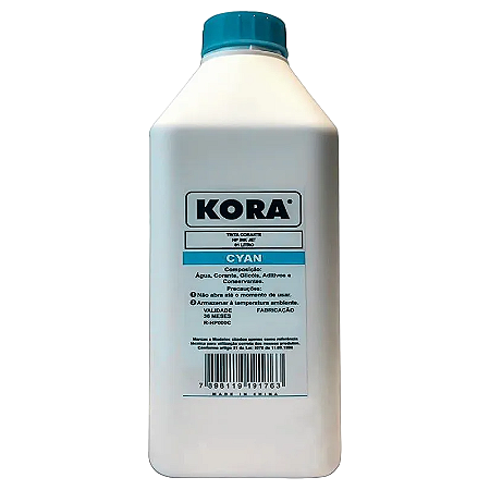 TINTA COMPATÍVEL HP UNIVERSAL CORANTE CIANO KORA 1L