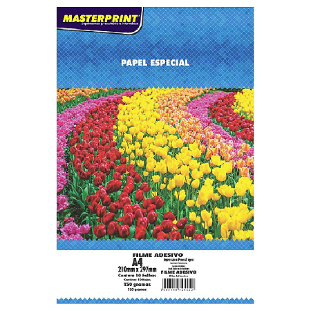 PAPEL ADESIVO VINIL SEMI TRANSPARENTE A4 150G MASTERPRINT COM 10 FOLHAS