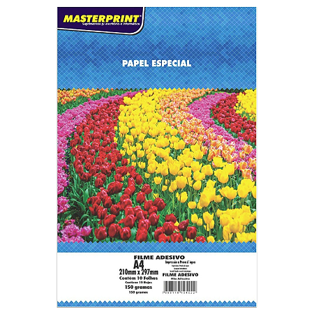 PAPEL ADESIVO VINIL TRANSPARENTE A4 150G MASTERPRINT 10 FOLHAS