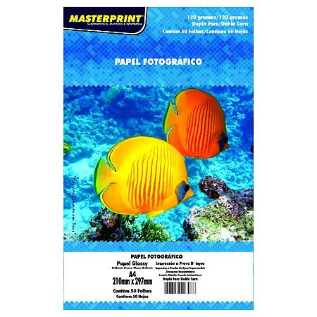 PAPEL FOTOGRÁFICO DUPLA FACE GLOSSY A4 120G MASTERPRINT 50 FOLHAS