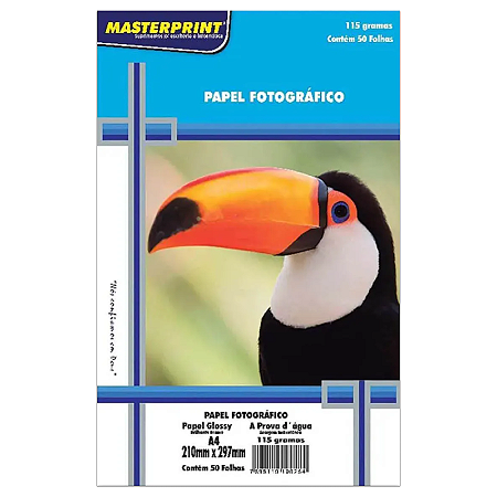 PAPEL FOTOGRÁFICO GLOSSY A4 115G MASTERPRINT 50 FOLHAS