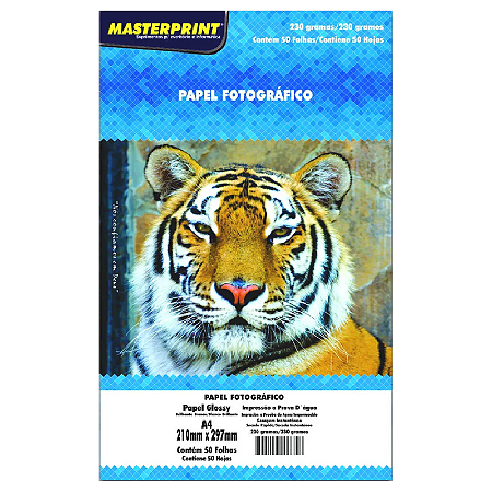PAPEL FOTOGRÁFICO GLOSSY A4 230G MASTERPRINT 50 FOLHAS
