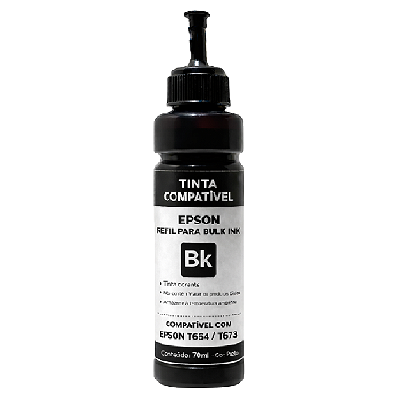 TINTA COMPATÍVEL EPSON T664 T673 CORANTE PRETO 70ML