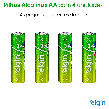 PILHA ALCALINA ELGIN AA 1.5V LR06 COM 4 UNIDADES