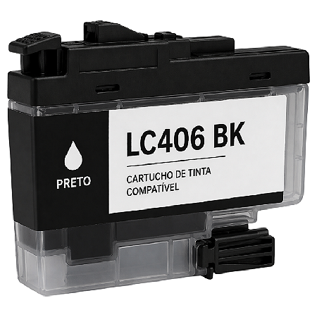 CARTUCHO DE TINTA COMPATÍVEL BROTHER LC406 PRETO 6ML