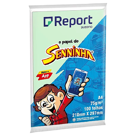 PAPEL SULFITE VERDE A4 75G REPORT SENNINHA 100 FOLHAS