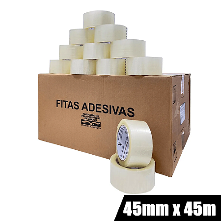 Kit 100 Fitas Adesivas Transparente 45mm x 45m Full Tape