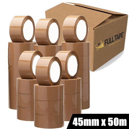Kit 100 Fitas Adesivas Marrom 45mm x 50m Full Tape