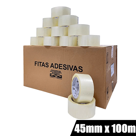 Kit 50 Fitas Adesiva Transparente 45mm x 100m Full Tape