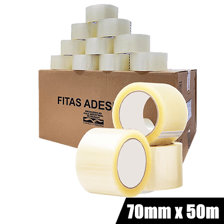 Kit 60 Fitas Adesiva Transparente 70mm x 50m Full Tape