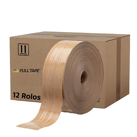 Kit 12 Fitas Gomada Lisa 70mm Com Reforço 19kg Full Tape