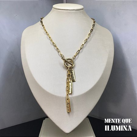 Colar Folheado a Ouro - 3 pingentes