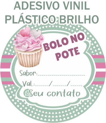 1000 Adesivos Bolo de Pote Personalizado 3x3cm