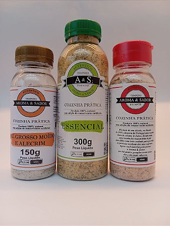 KIT 3 sabores Essencial - Picante - Sal Grosso Moido com alegrim