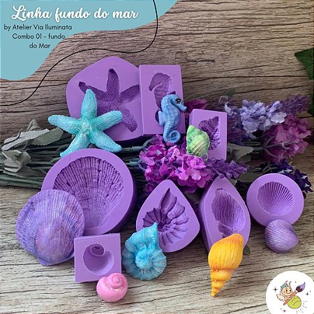 Moldes de silicone para biscuit combo Fundo do Mar