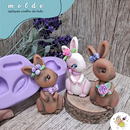 Molde aplique coelho de lado