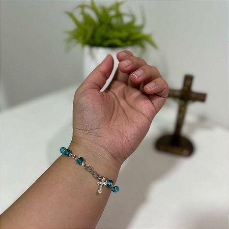Pulseira de Cristal com Cruz