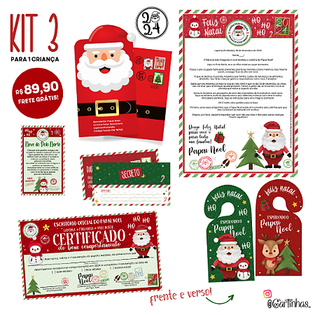 Cartinha Papai Noel  | Envelope Luxo c/4 mimos (KIT-3)