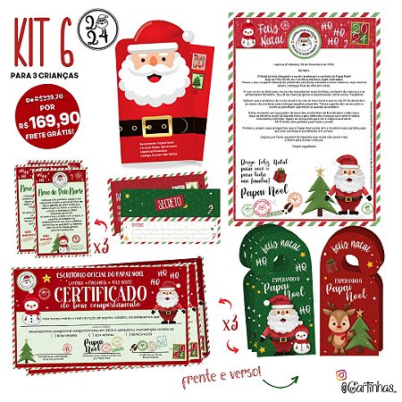 Cartinha Papai Noel LUXO | Para 3 irmãos