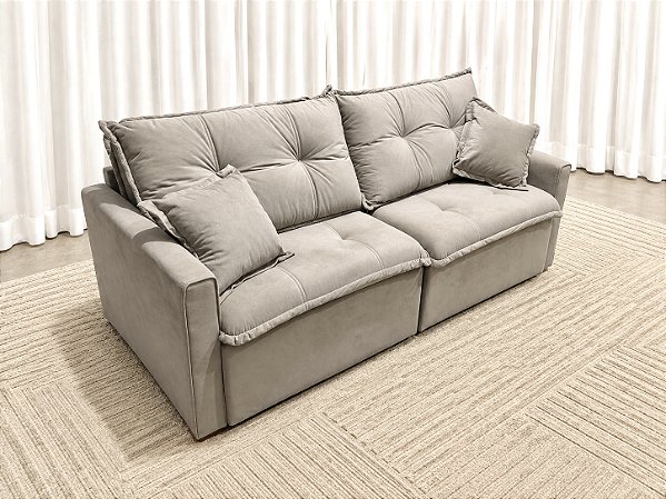 Sofá Cama Siena 2.00m Sem Caixa D28 Soft - Veludo Bege