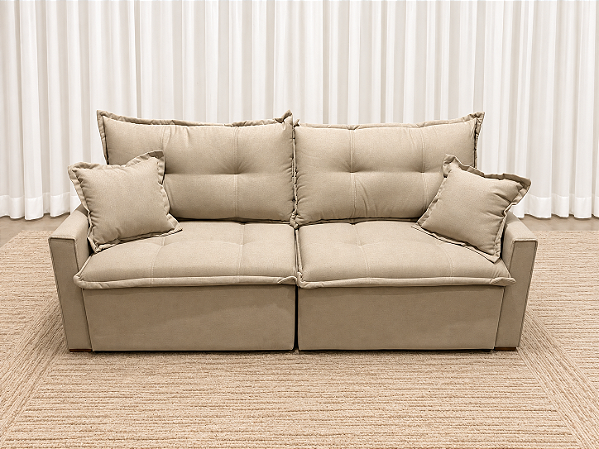 Sofá Cama Siena 2.00m Sem Caixa D28 Soft - Linho bege