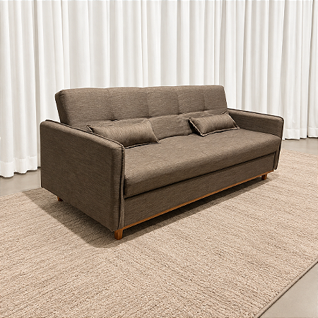 Sofá Cama Ipanema Baú larg. 2.05m - Linho Marrom