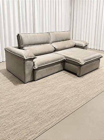 Sofá Retrátil e Reclinável Fiore 2.50m D33 Soft Molas Ensacadas – Veludo Marfim