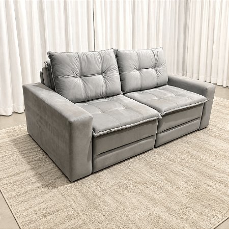Sofá Cama RM 442 2.00m Sem Caixa D33 - Veludo Cinza Claro
