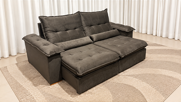 Sofá Retrátil e Reclinável Florença 2.50m D33 Soft Molas Ensacadas – Veludo Capuccino